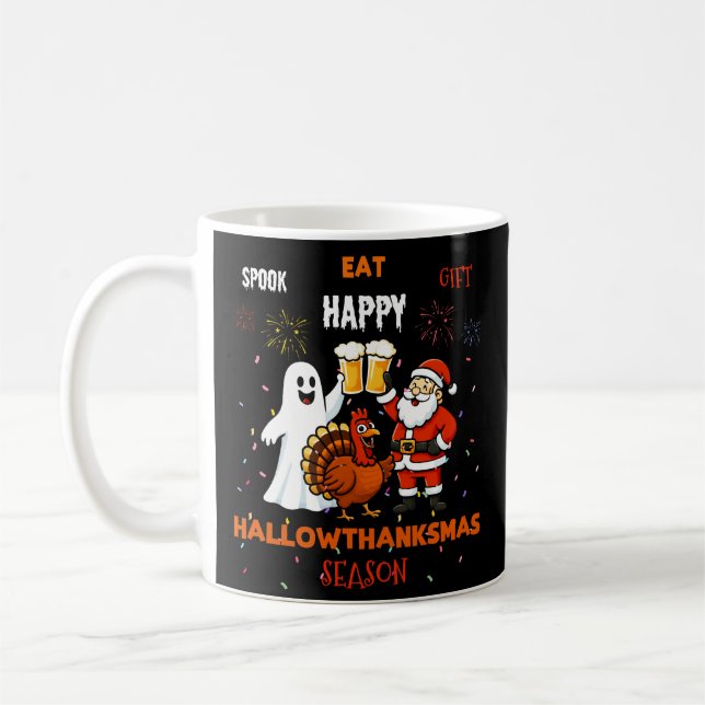 Taza De Café Spook Eat Happy Gift Hallowthanksmas (Izquierda)