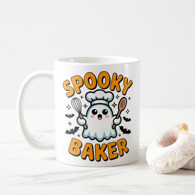 Taza De Café Spooky Baker - Baking Ghost Halloween (Con donut)