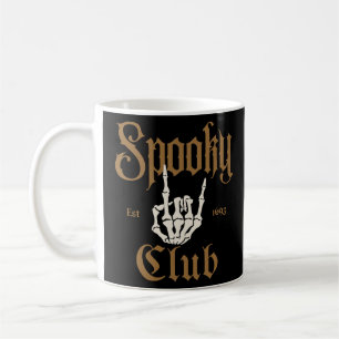 Taza De Café Spooky Club: Skeleton Hand Rock On Design