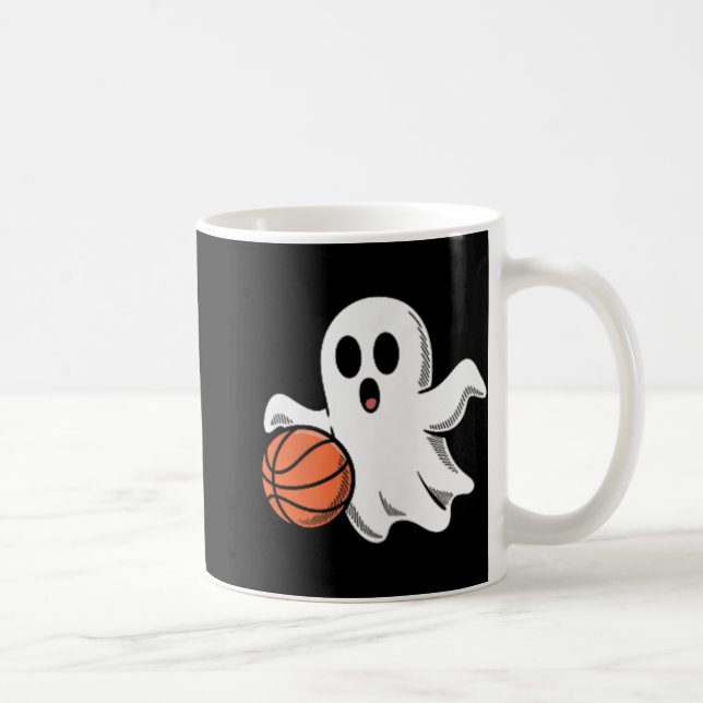 Taza De Café Spooky Ghost Playing Basketball Retro Halloween Co (Derecha)
