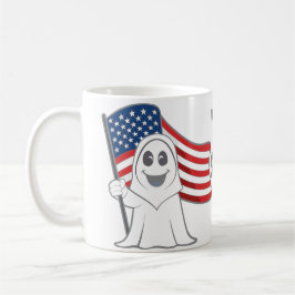 Taza De Café Spooky Grim Reaper bandera de Estados Unidos Hallo