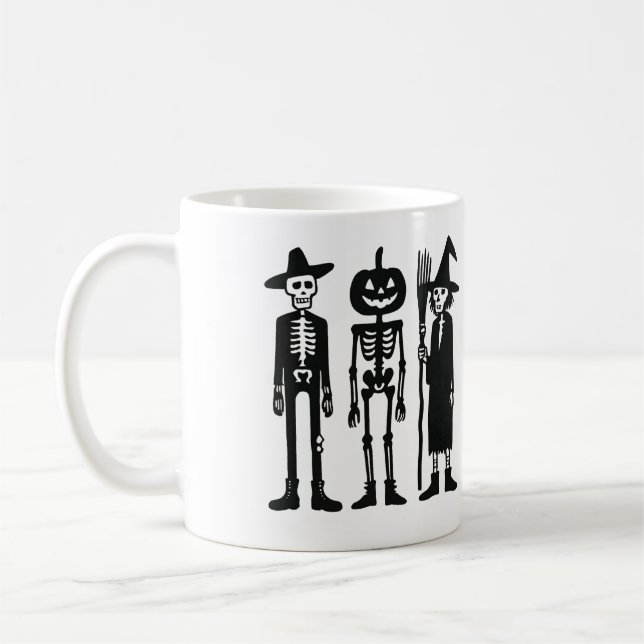 Taza De Café Spooky Skeleton Trio Halloween Mug (Izquierda)