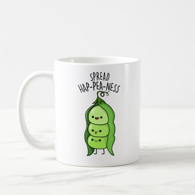 Taza De Café Spread Hap-pea-ness Funny Peas Pun (Izquierda)