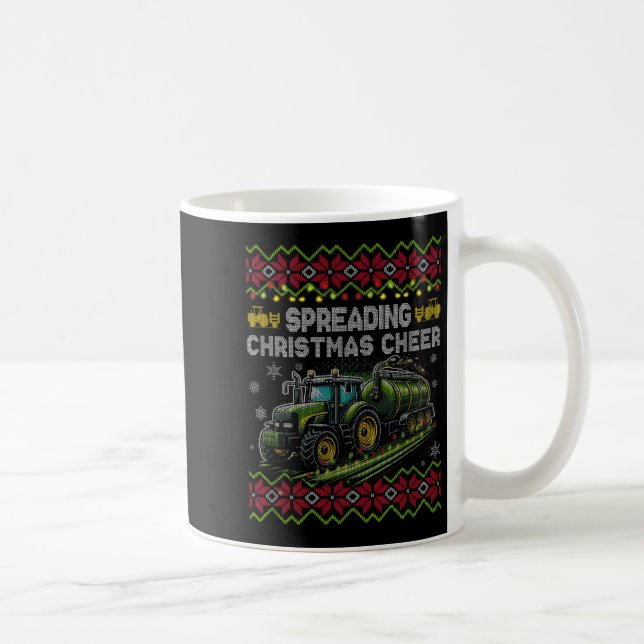 Taza De Café Spreading Christmas Cheer Farming Tractor Ugly Swe (Derecha)