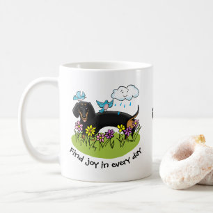 Taza De Café Spring Dachshund Dog Dachsie (negro y marrón) Cute