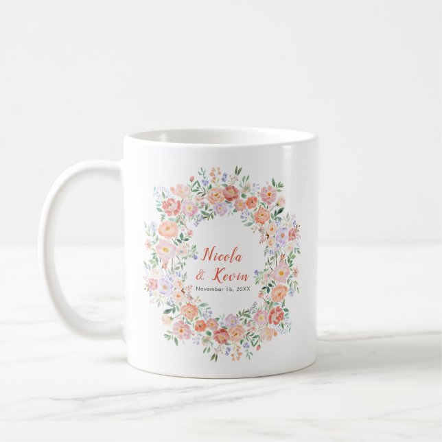 Taza De Café Spring Floral Flowers Wedding (Izquierda)