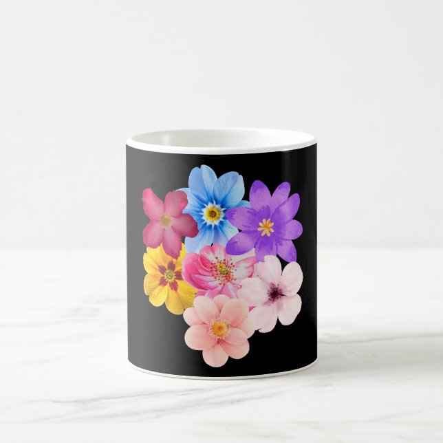 Taza De Café Spring Harmony - Mixed Watercolor Flower Bouquet (Centro)