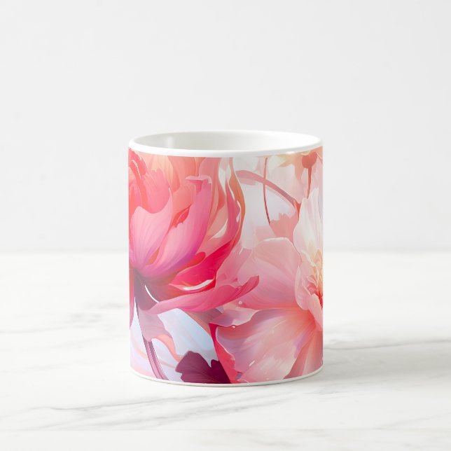 Taza De Café Spring Peony Bloom Garden Watercolor (Centro)