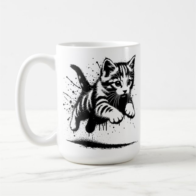 Taza De Café Springendes kleines Kätzchen (Izquierda)