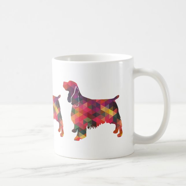 Taza De Café Springer Spaniel Dog Geometric Silhouette Multi (Derecha)
