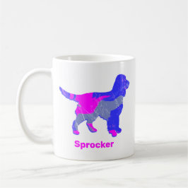 Taza De Café Sprocker Spanig Dog Silhouette Hot Pink White