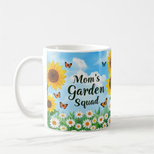 Taza De Café Squad de flores de jardín de mamá baila mariposas
