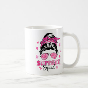 Taza De Café Squad Messy Bun Guerrero Rosa Cáncer de Mama