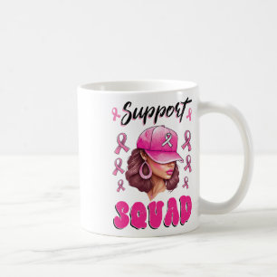 Taza De Café Squad Messy Bun Guerrero Rosa Cáncer de Mama