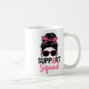 Taza De Café Squad Messy Bun Guerrero Rosa Cáncer de Mama