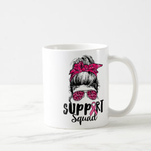 Taza De Café Squad Messy Bun Guerrero Rosa Cáncer de Mama
