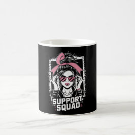 Taza De Café Squad Messy Bun Guerrero Rosa Cáncer de Mama
