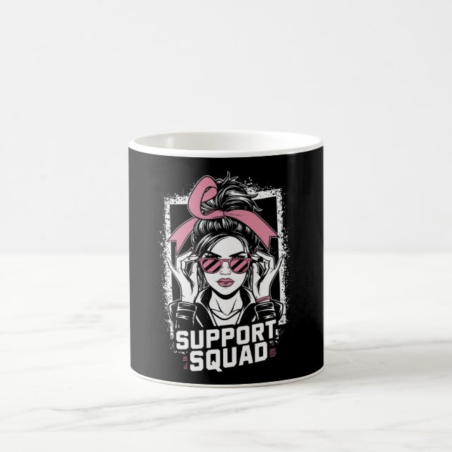 Taza De Café Squad Messy Bun Guerrero Rosa Cáncer de Mama (Centro)