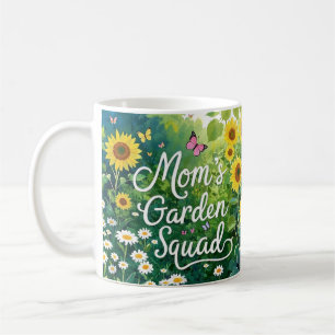 Taza De Café Squad_Sunflower de jardín de mamá hace mariposas