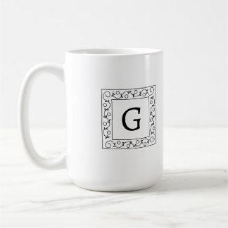 Taza De Café Square Swirly Vines Monogram