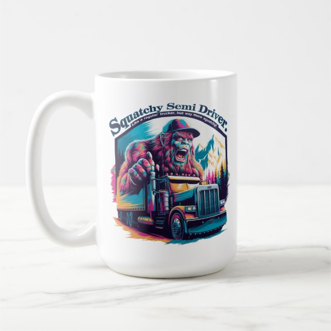 Taza De Café Squatchin' On the Road - Conductor de semi-camión  (Izquierda)
