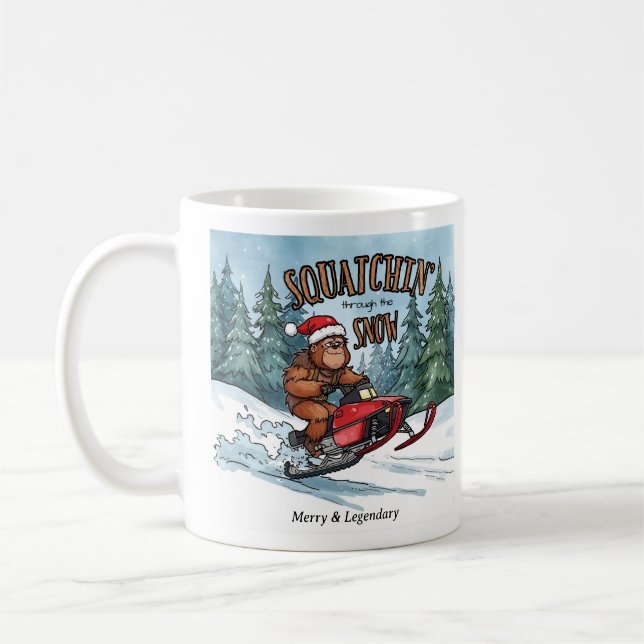 Taza De Café Squatchin' through the Snow Bigfoot Christmas (Izquierda)