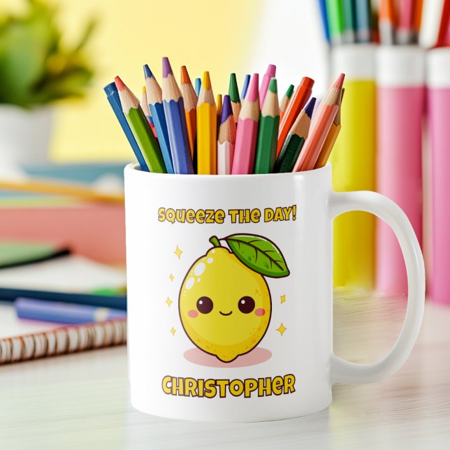 Taza De Café squeeze The Day Cute Kawaii Lemon personalizado (Subido por el creador)