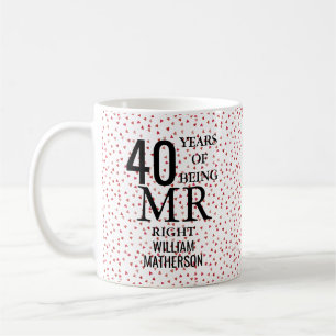 Taza De Café Sr. Correcto Diversión 40 Aniversario Corazones de