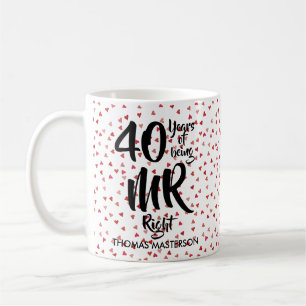 Taza De Café Sr. Derecha 40 Aniversario Ruby Hearts Confetti