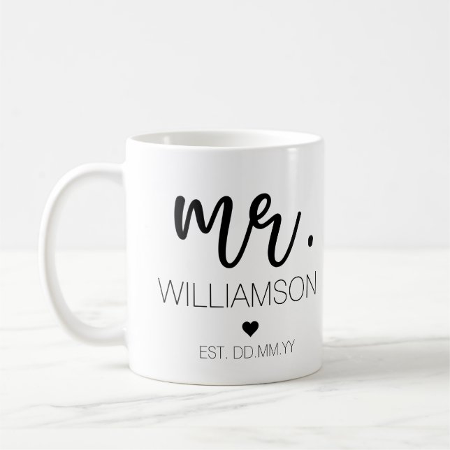 Taza De Café Sr. Elegant Boda de nombre personalizado regalo de (Izquierda)