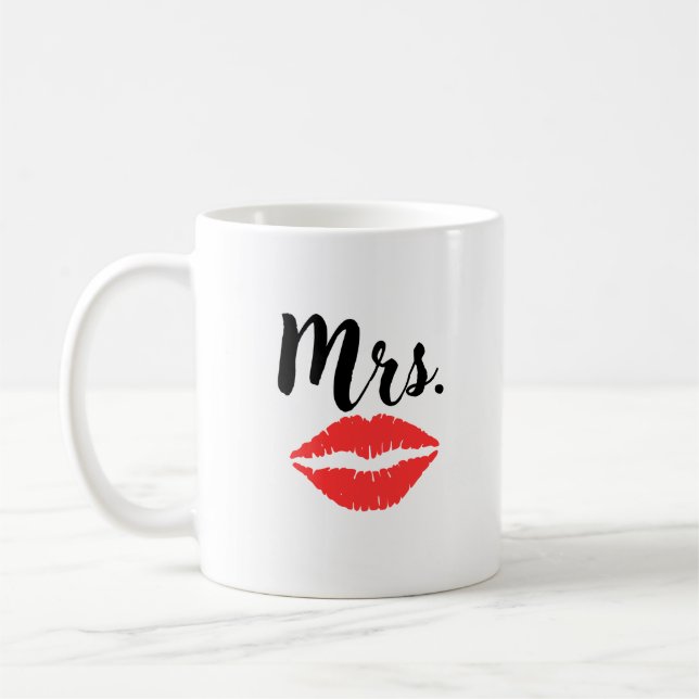 Taza De Café Sr. y la Sra. Lips & Mustache Pareja (Izquierda)