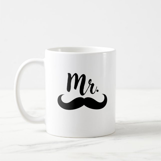 Taza De Café Sr. y la Sra. Lips & Mustache Pareja (Izquierda)