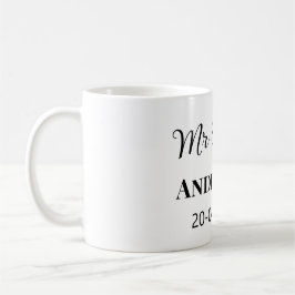Taza De Café Sr y Sra agregan apellido fecha año favor de boda 