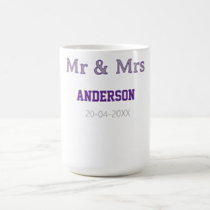Taza De Café Sr y Sra agregar apellido fecha simple elegante mo