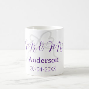 Taza De Café Sr y Sra añaden apellido fecha año arco de boda