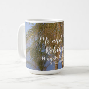 Taza De Café Sr. y Sra. Palm Trees Boda Mug