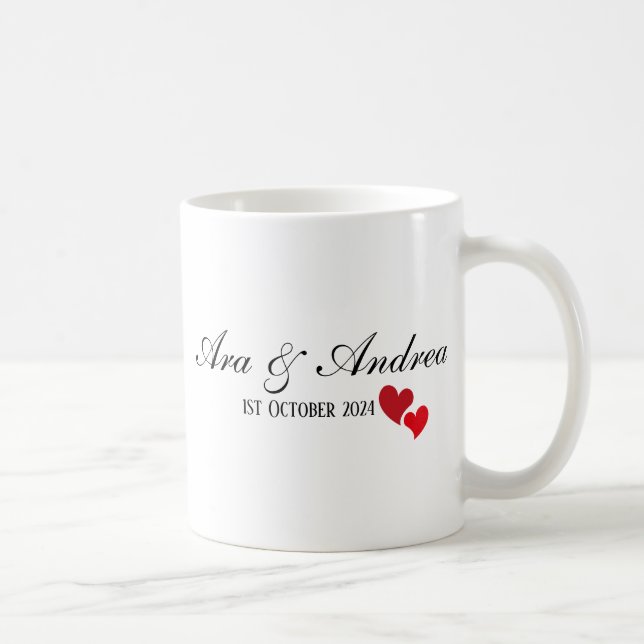 Taza De Café Sr. y Sra. Personized Heart (Derecha)