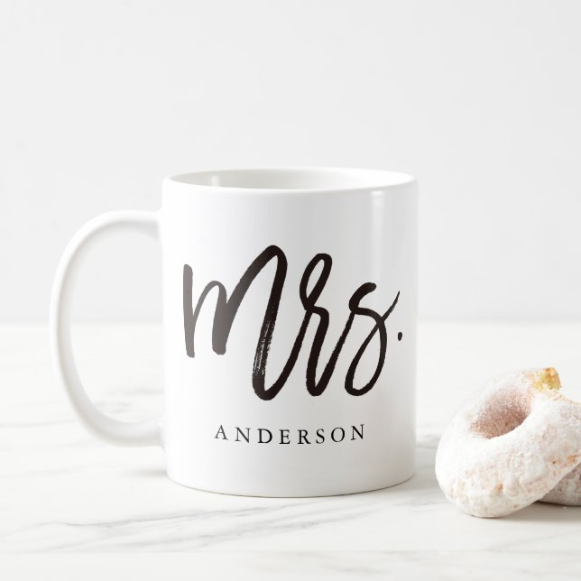 Taza De Café Sra. caligrafía personalizada (Con donut)