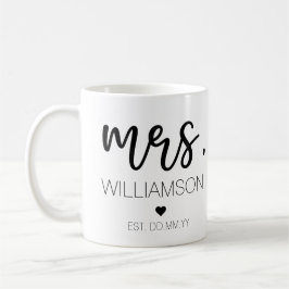Taza De Café Sra. Elegant Custom Name Boda New Couple Gift