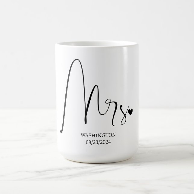 Taza De Café Sra. Elegant Scripted Boda Coffee Mug (Centro)