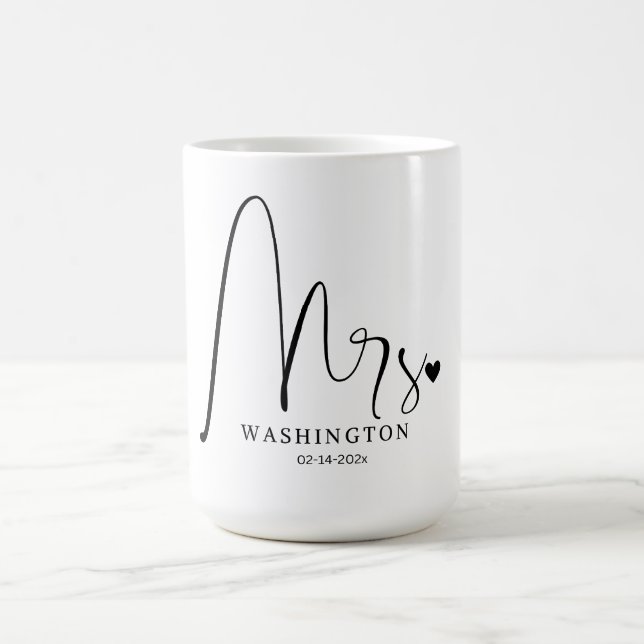 Taza De Café Sra. Elegant Scripted Boda Coffee Mug (Centro)