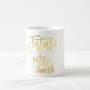 Taza De Café SRA. Futura Gold Nombre Moderno de Letra Personali