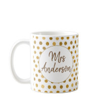 Sra. Glliter Gold Polka Dots, Personalizada
