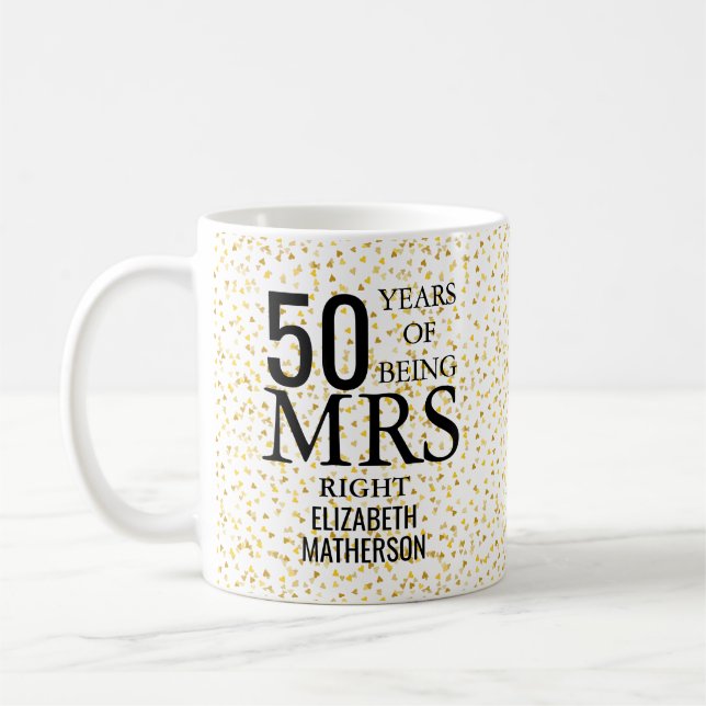 Taza De Café Sra. Right Fun Golden 50° Aniversario (Izquierda)