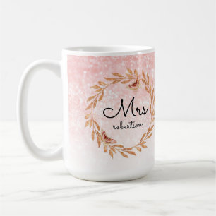 Taza De Café Sra. Rosa Mariposa Dorada Rosa Brillo Bridal Showe