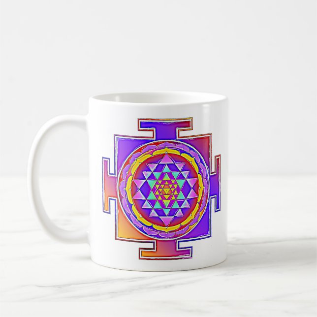 Taza De Café Sri Yantra - Diseño de símbolo del hinduismo 1 (Izquierda)