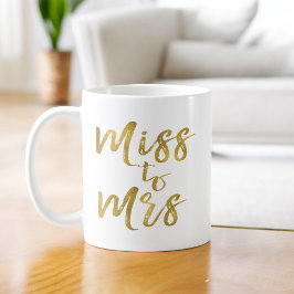 Taza De Café Srta. Bridal Shower Fiesta Relieve metalizado dora