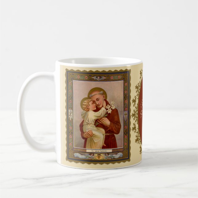 Taza De Café St Anthony católico del bebé Jesús de Padua (Izquierda)