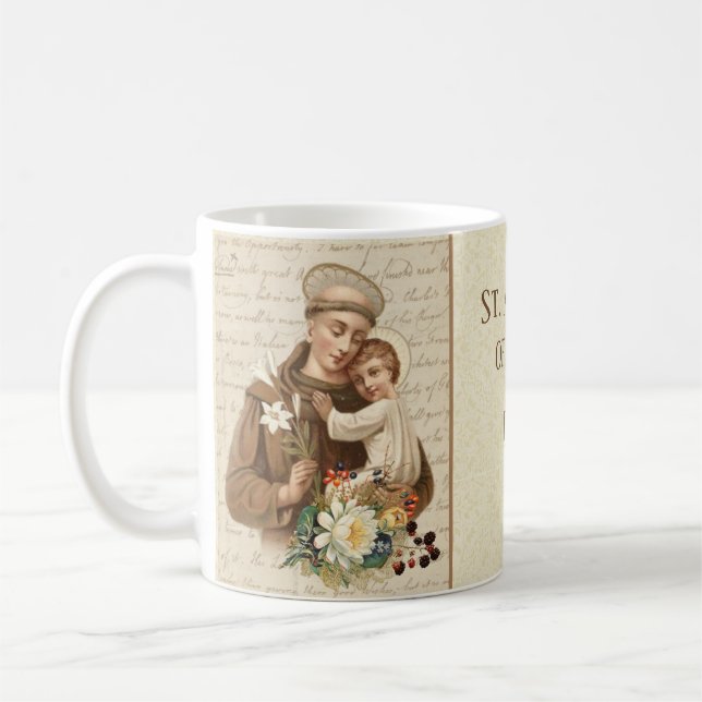 Taza De Café St Anthony del bebé Jesús de Padua (Izquierda)
