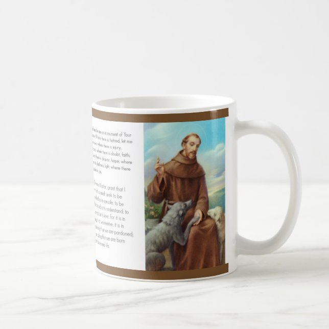 Taza De Café St Francis de Assisi con el lobo (Derecha)